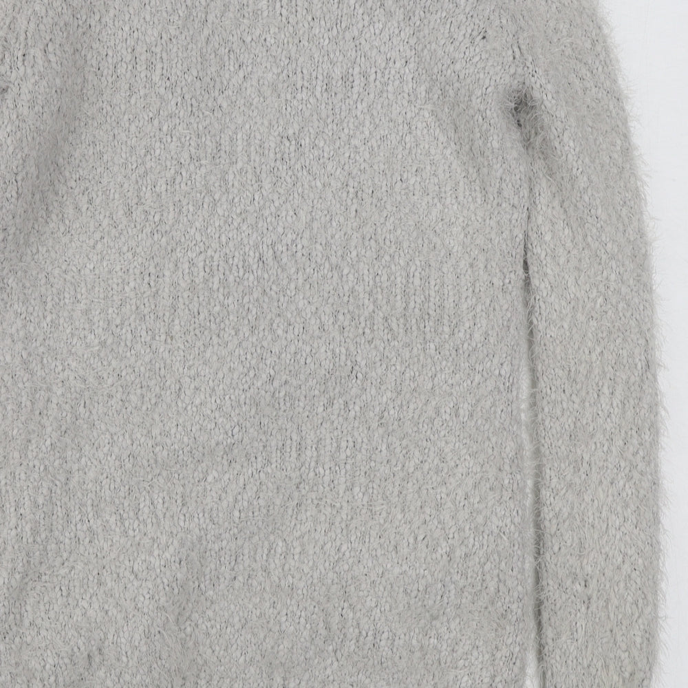 Primark Womens Grey V-Neck  Polyester Cardigan Jumper Size 6
