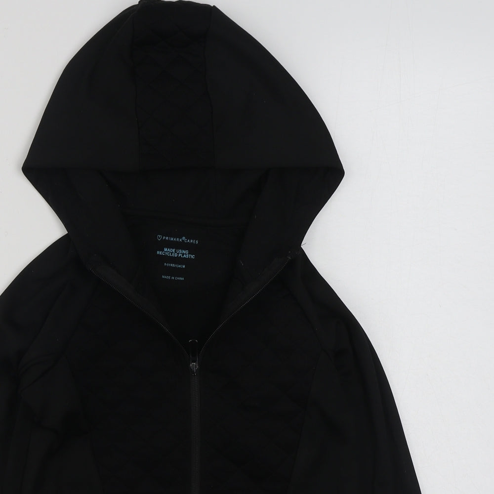 Primark Boys Black  Polyester Pullover Hoodie Size 8-9 Years  Zip