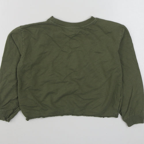 H&M Girls Green  Cotton Pullover Sweatshirt Size 9-10 Years  Pullover