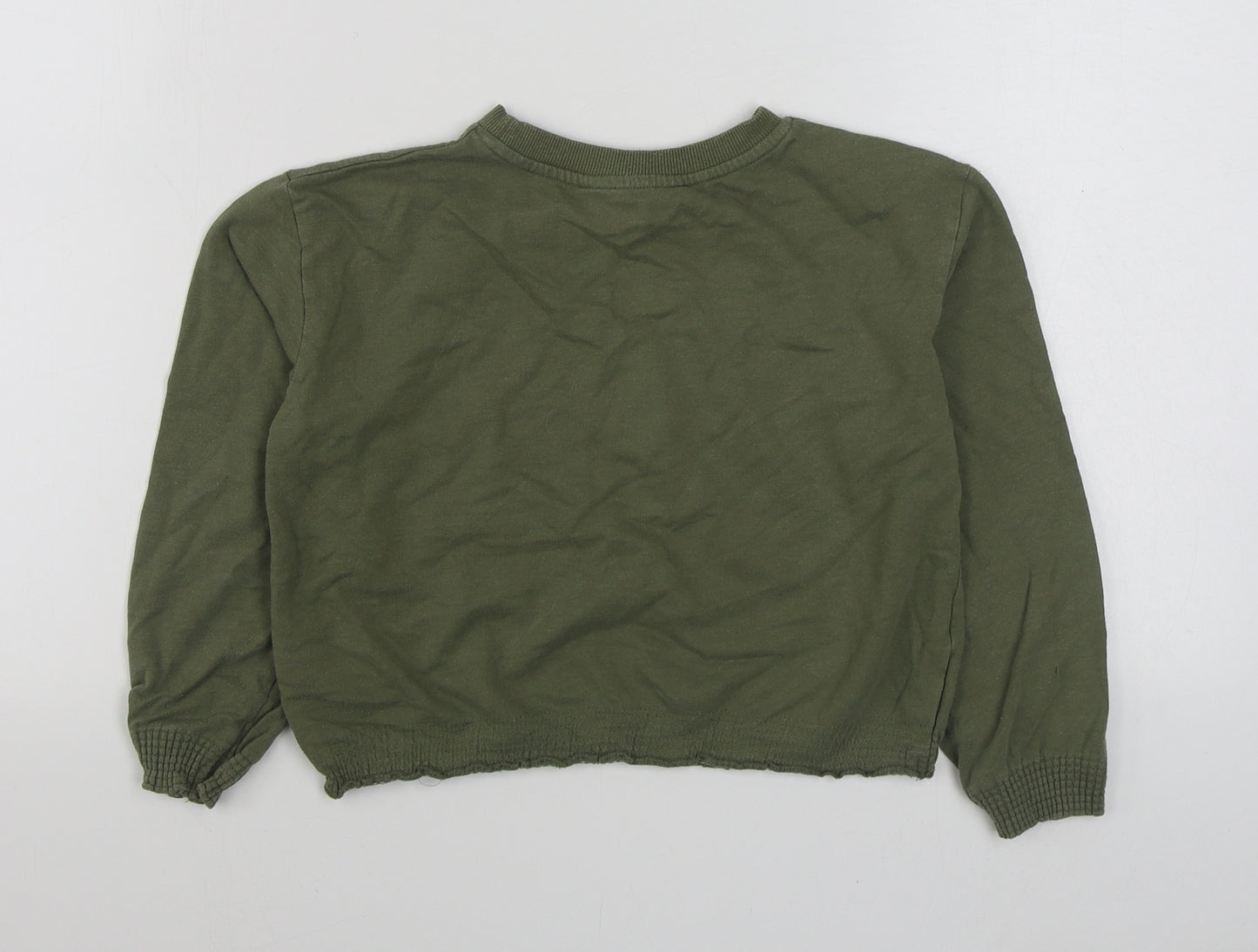 H&M Girls Green  Cotton Pullover Sweatshirt Size 9-10 Years  Pullover