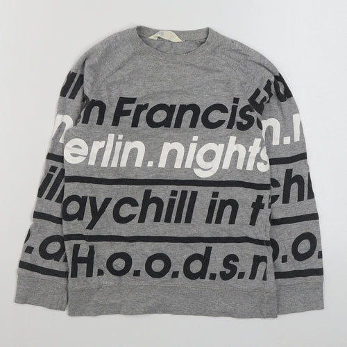 H&M Boys Grey  Cotton Pullover Sweatshirt Size 8-9 Years  Pullover