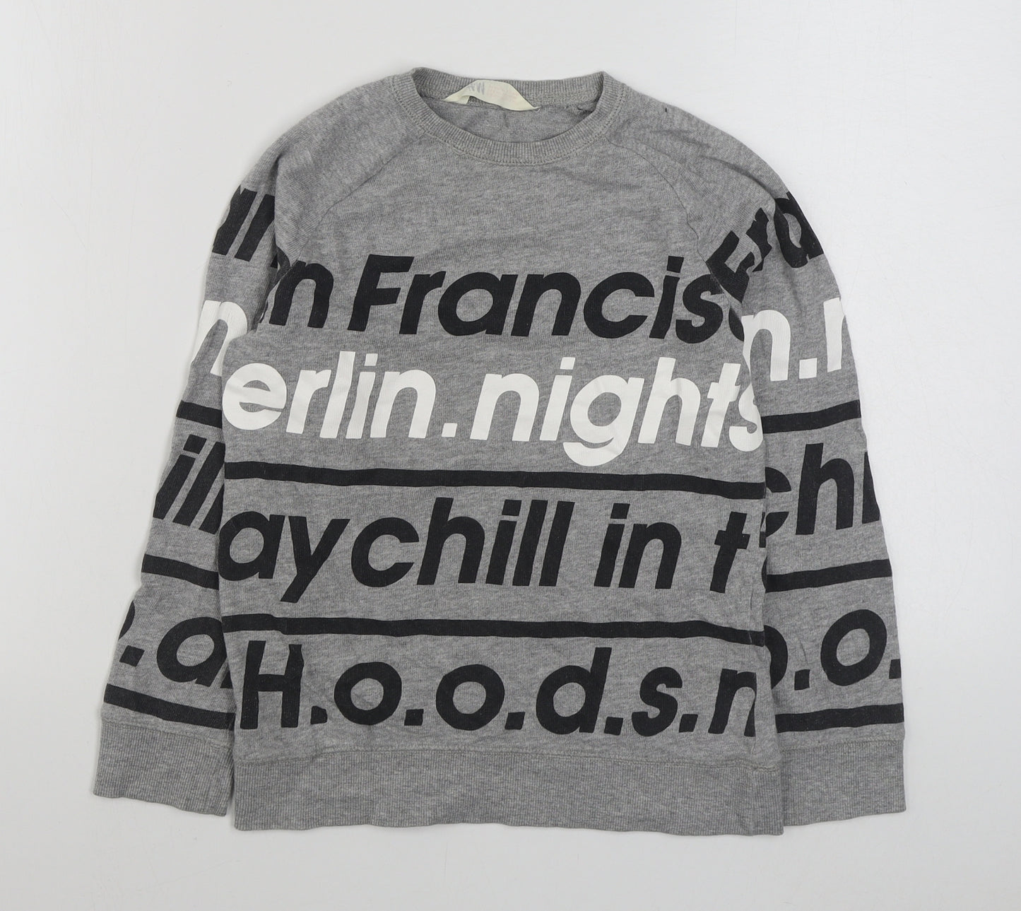 H&M Boys Grey  Cotton Pullover Sweatshirt Size 8-9 Years  Pullover