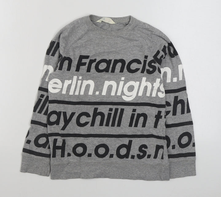 H&M Boys Grey  Cotton Pullover Sweatshirt Size 8-9 Years  Pullover