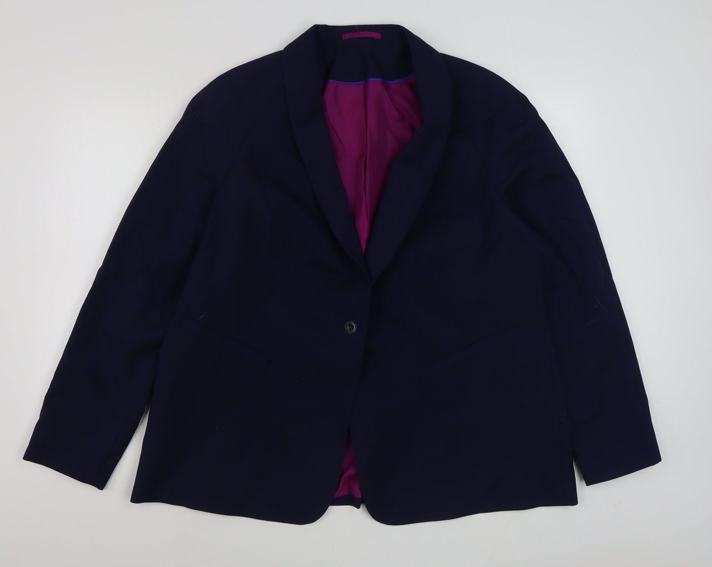Preworn Womens Blue  Polyester Jacket Blazer Size 22