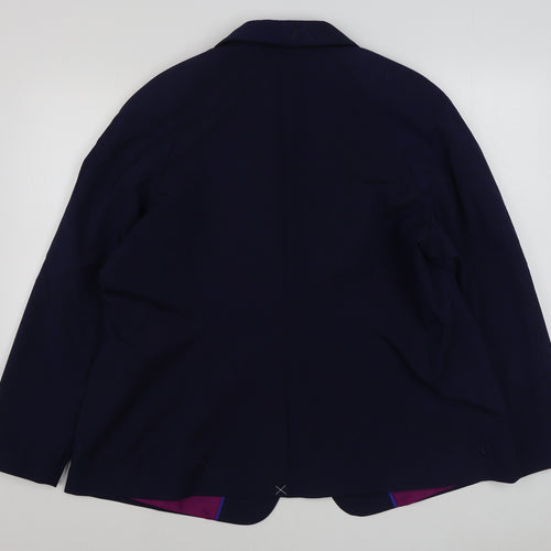 Preworn Womens Blue  Polyester Jacket Blazer Size 22