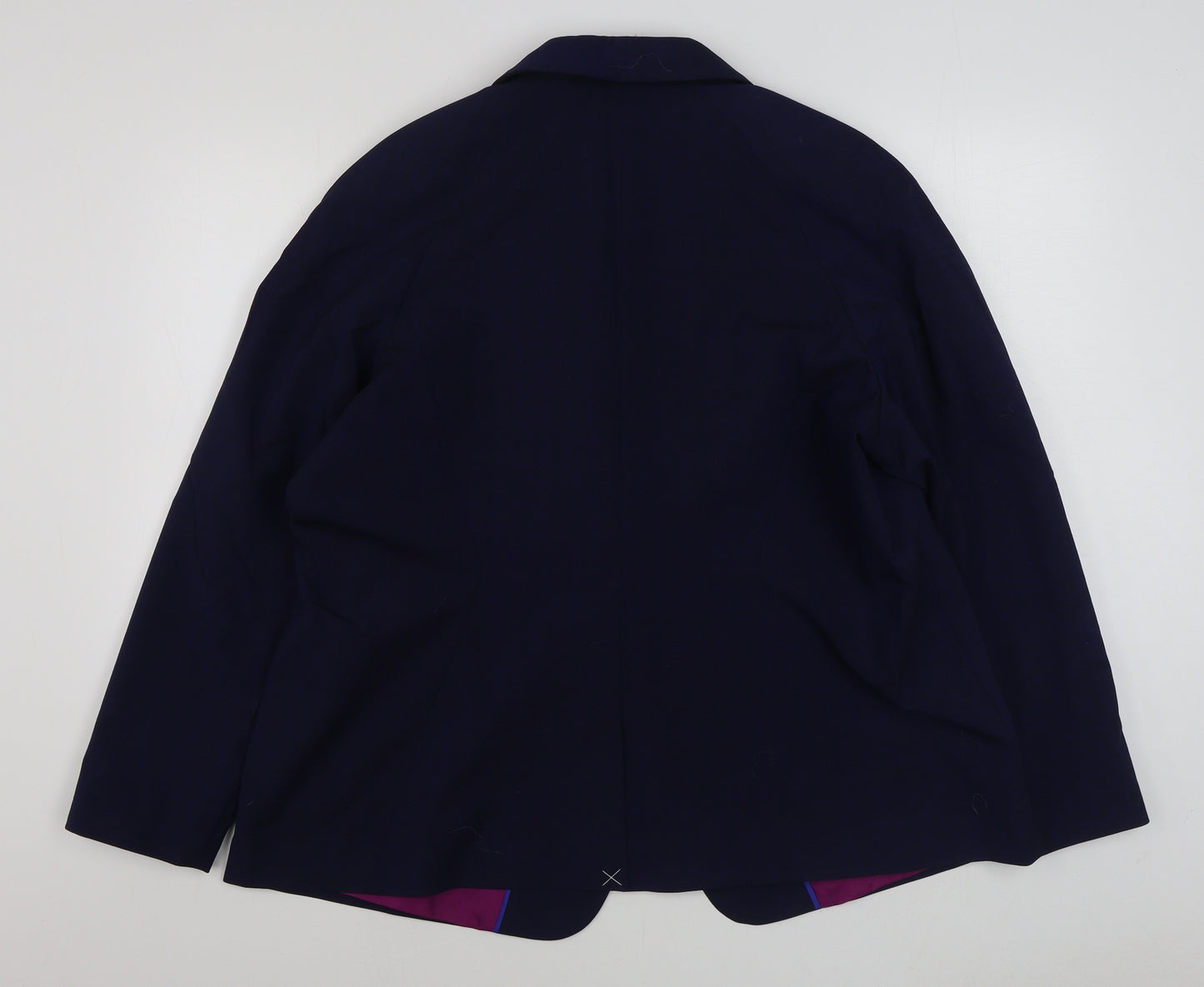Preworn Womens Blue  Polyester Jacket Blazer Size 22