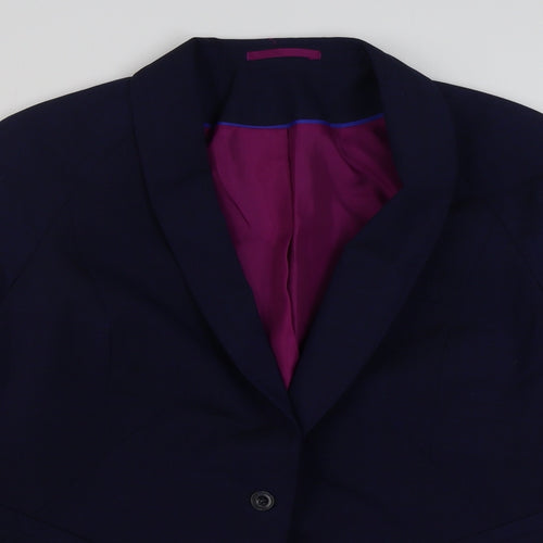 Preworn Womens Blue  Polyester Jacket Blazer Size 22