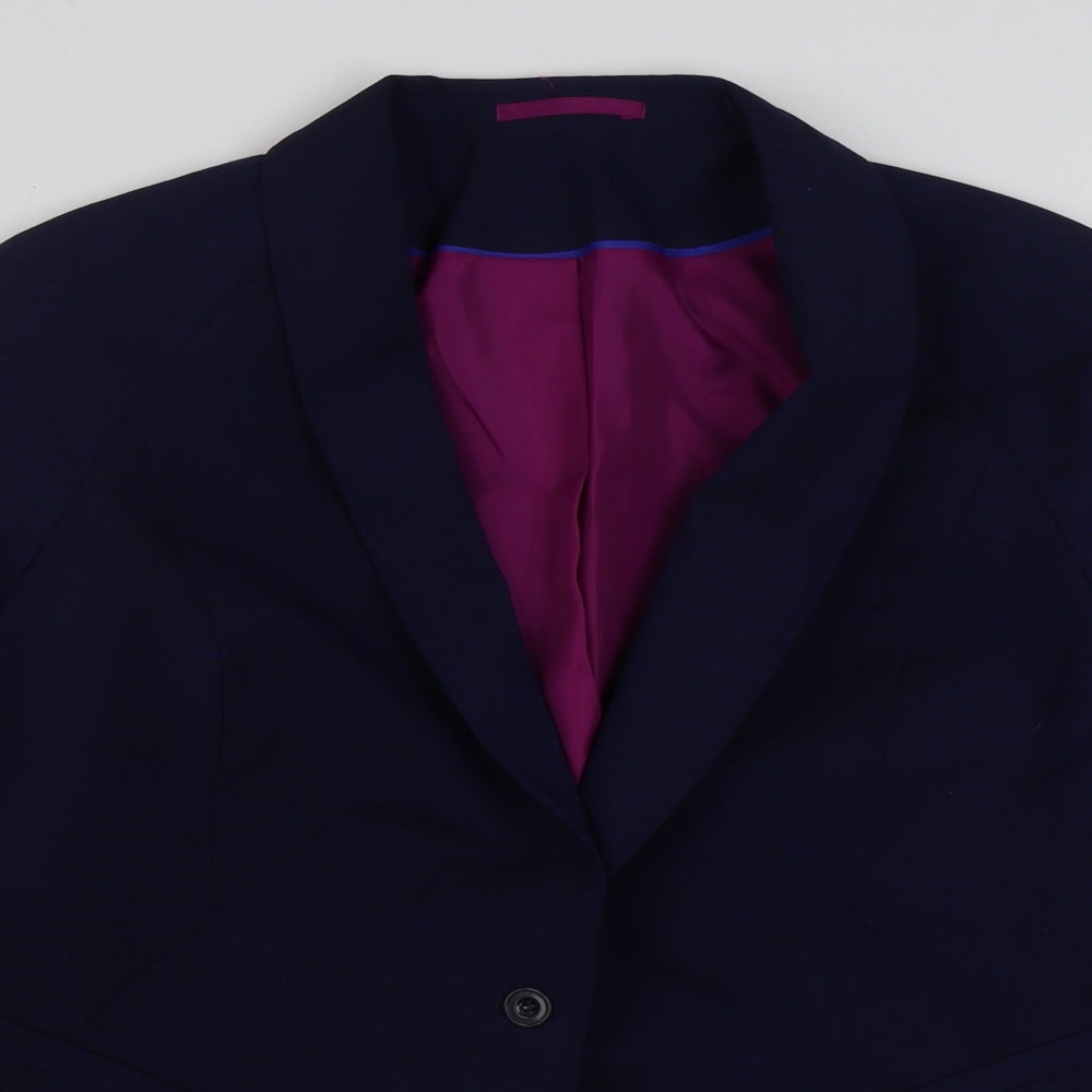 Preworn Womens Blue  Polyester Jacket Blazer Size 22