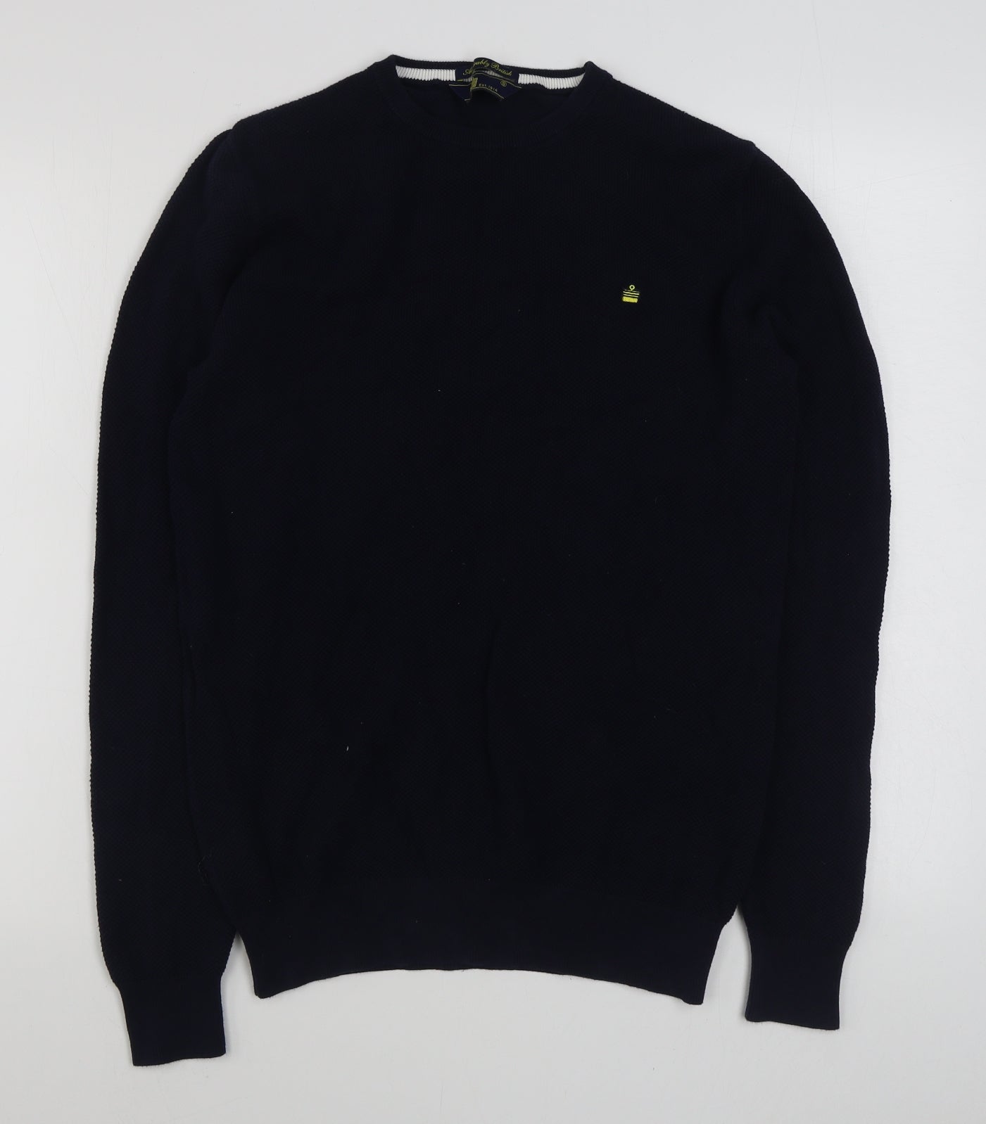 Admirably British  Mens Blue Round Neck  Cotton Pullover Jumper Size S