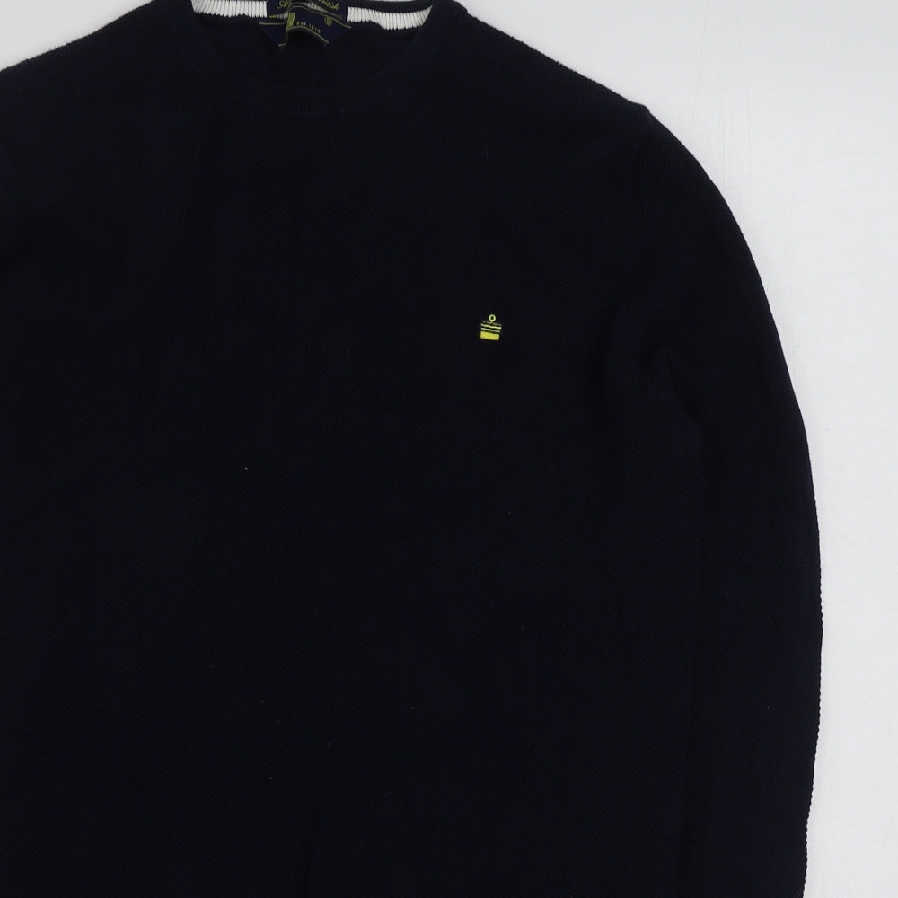 Admirably British  Mens Blue Round Neck  Cotton Pullover Jumper Size S