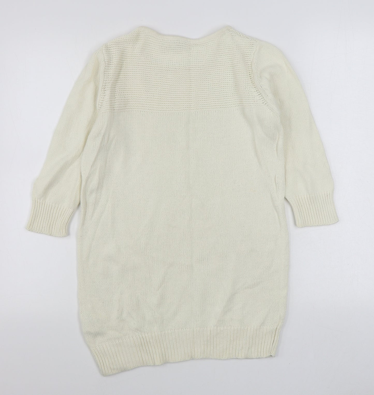 Peacocks Womens Ivory Boat Neck  Cotton Pullover Jumper Size S