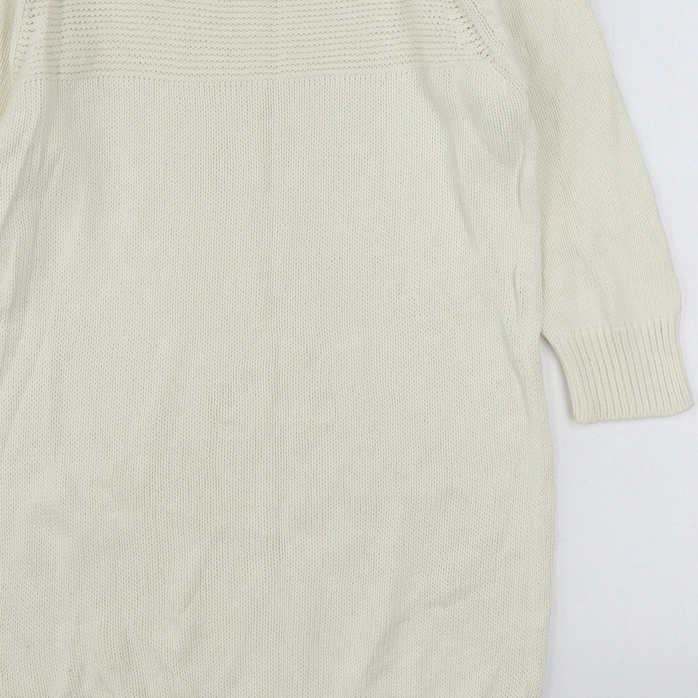 Peacocks Womens Ivory Boat Neck  Cotton Pullover Jumper Size S