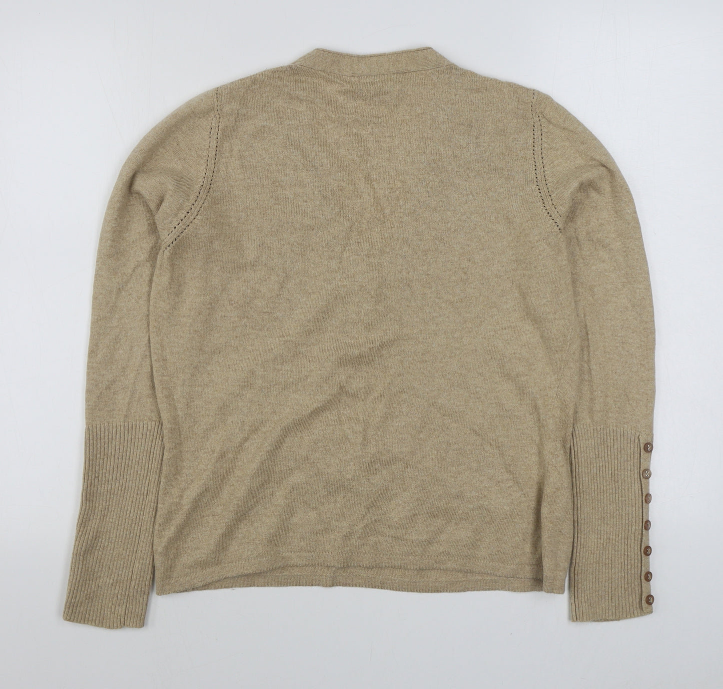 Principles Womens Brown V-Neck  Cotton Cardigan Jumper Size 14
