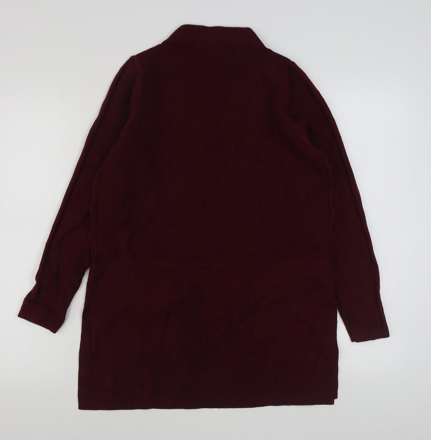 Marks and Spencer Womens Red Roll Neck  Cotton Pullover Jumper Size 14