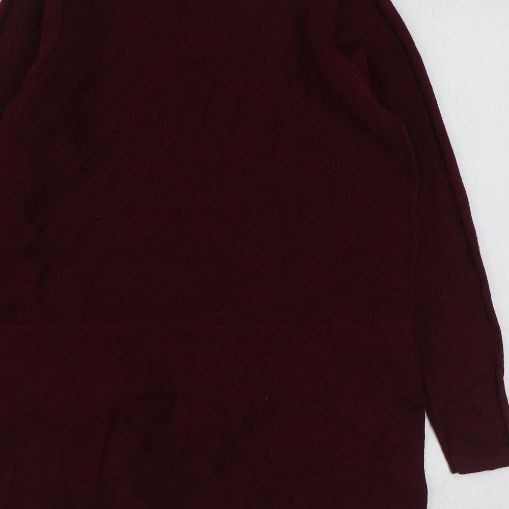Marks and Spencer Womens Red Roll Neck  Cotton Pullover Jumper Size 14