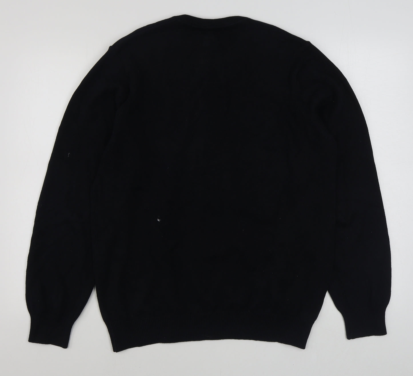 Marks and Spencer Mens Black V-Neck  Cotton Pullover Jumper Size L