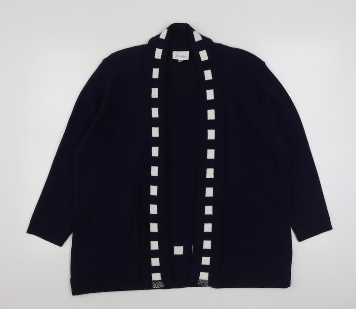 Jennifer Womens Blue Round Neck Acrylic Cardigan Jumper Size L