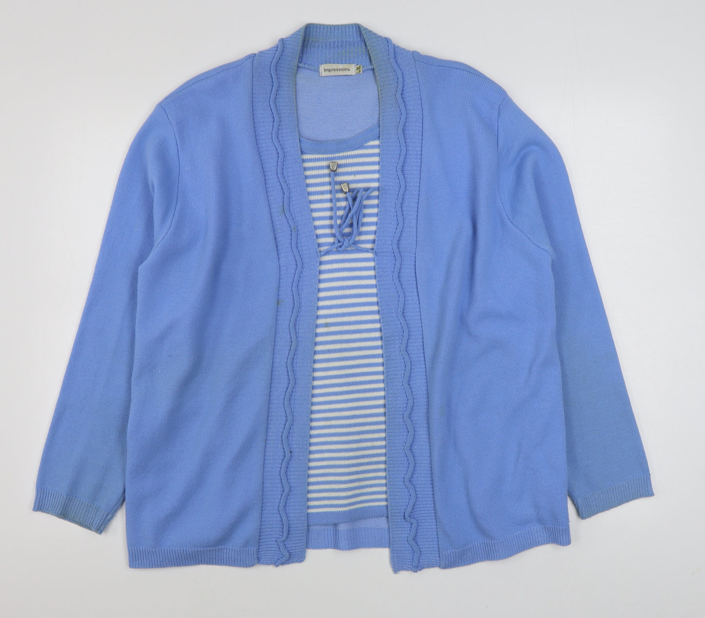 Impressions Womens Blue Scoop Neck  Acrylic Pullover Jumper Size L