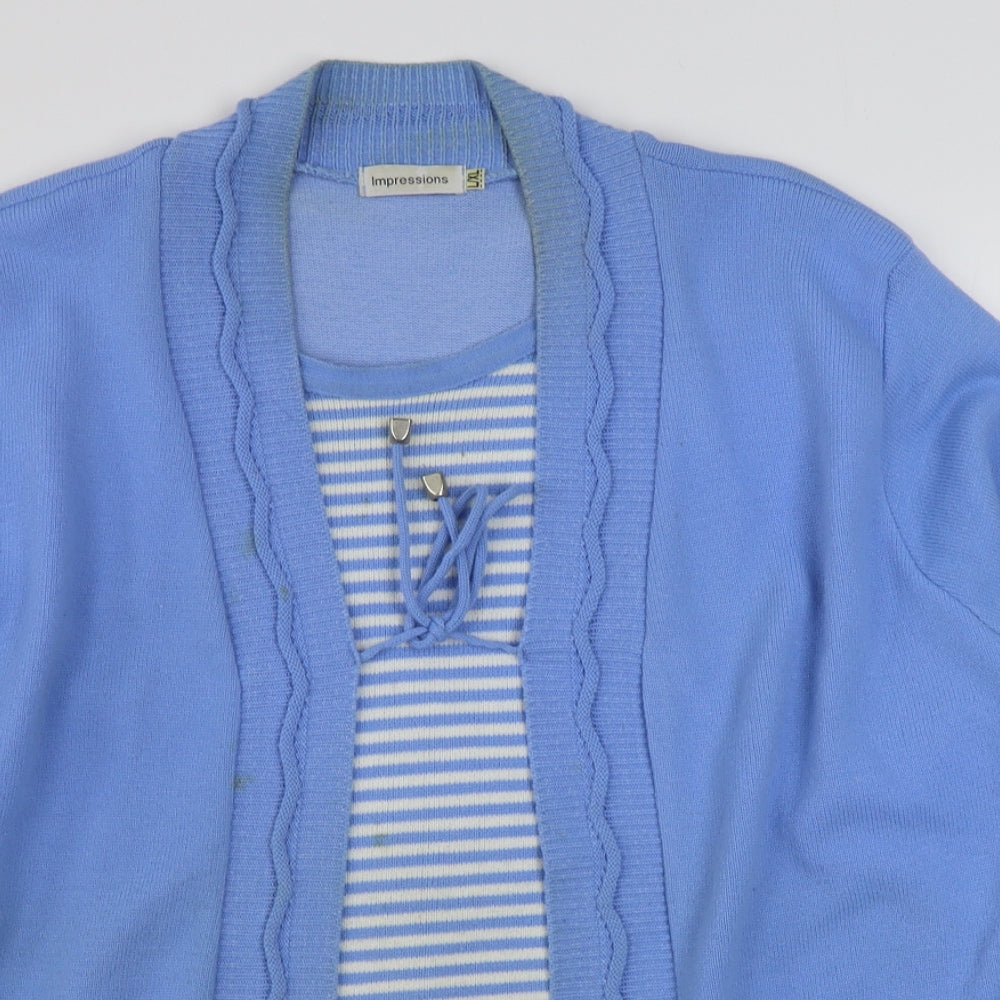 Impressions Womens Blue Scoop Neck  Acrylic Pullover Jumper Size L