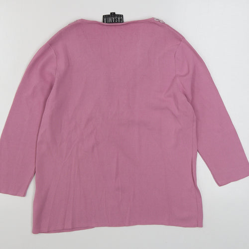 Casamia Womens Pink V-Neck  Viscose Pullover Jumper Size M