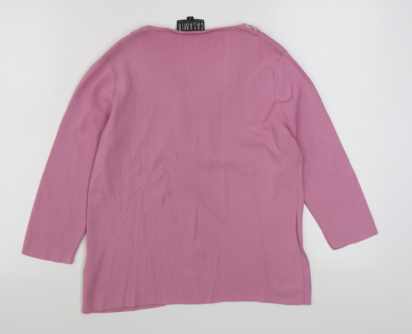 Casamia Womens Pink V-Neck  Viscose Pullover Jumper Size M