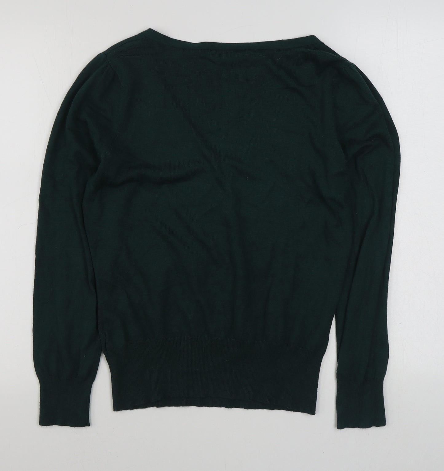 Dorothy Perkins Womens Green V-Neck  Viscose Pullover Jumper Size 14