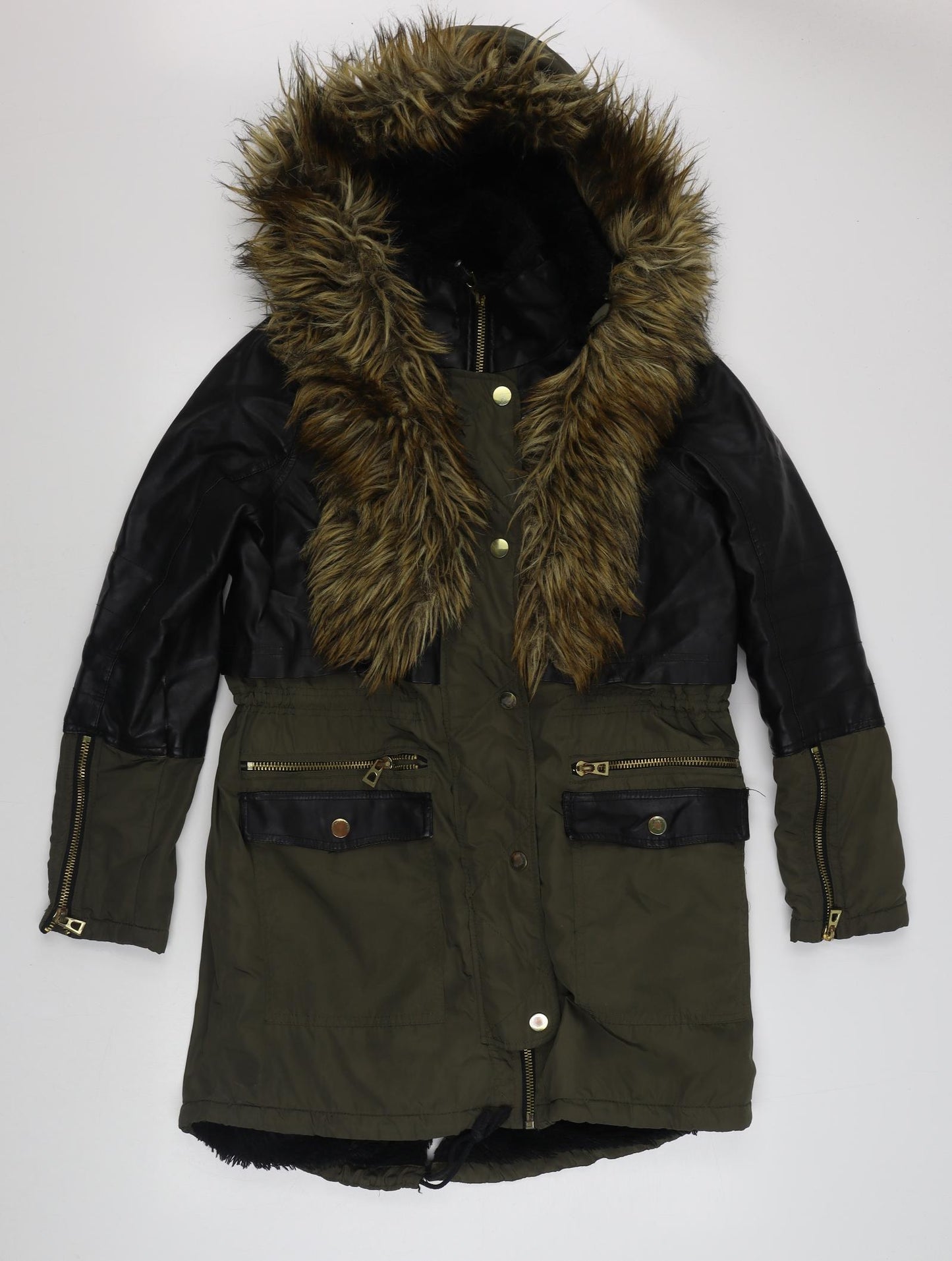 River Island Womens Green   Parka Coat Size 12  Zip