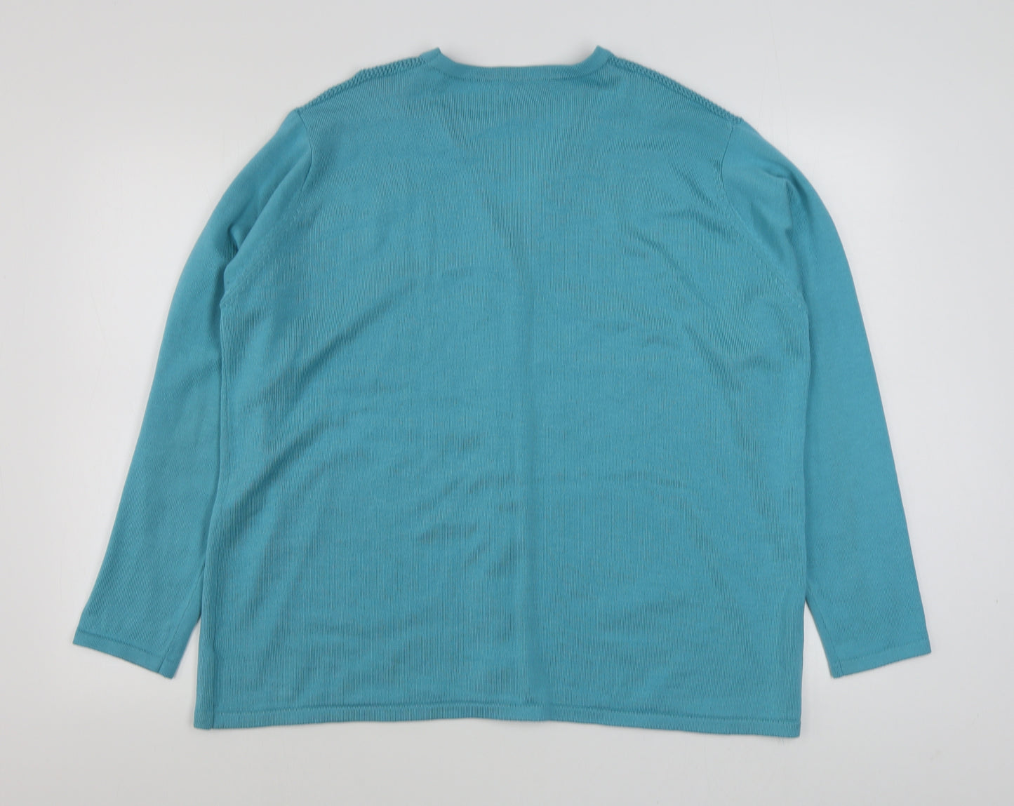 BM Womens Blue V-Neck  Acrylic Cardigan Jumper Size XL