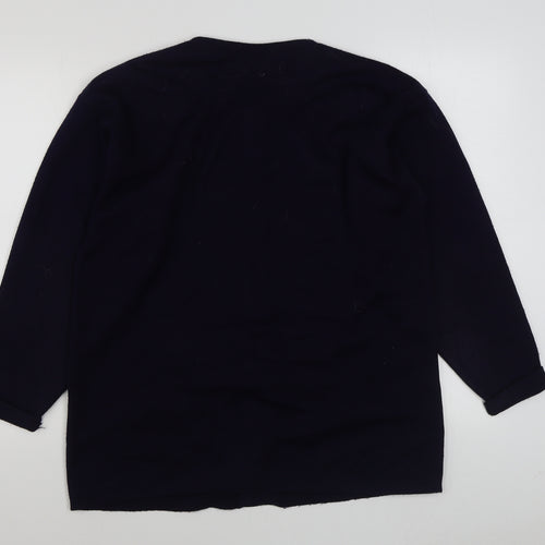 Tumi  Womens Blue Scoop Neck  Acrylic Cardigan Jumper Size 14