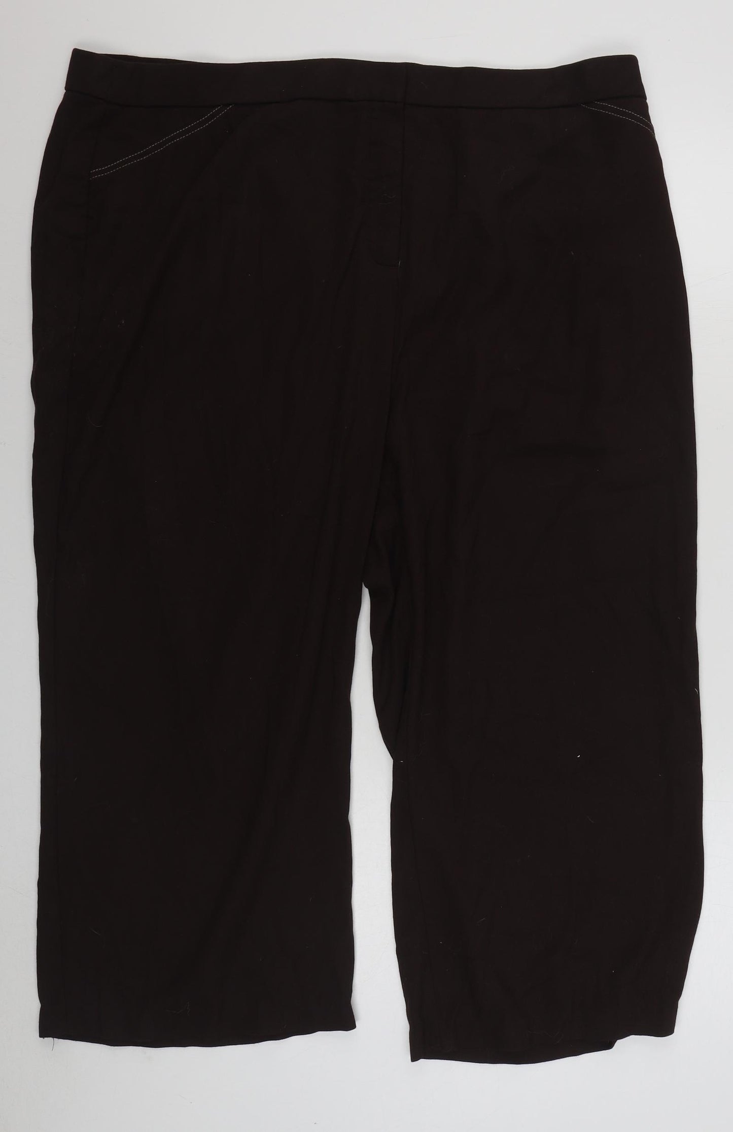 Magi-Fit Womens Brown  Polyester Cropped Trousers Size 26 L25 in Regular Zip