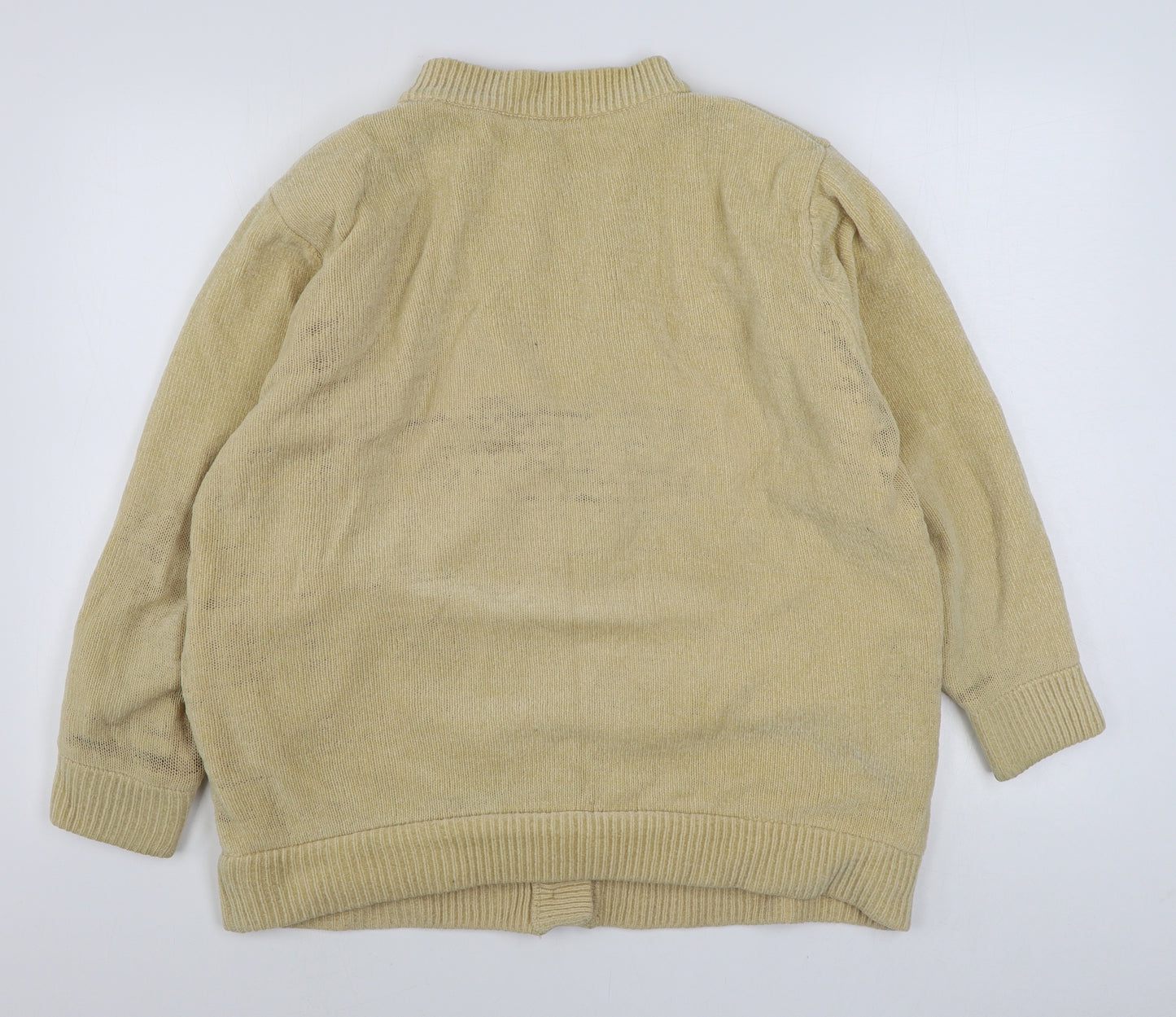 Reflect Womens Beige Round Neck  Acrylic Cardigan Jumper Size M