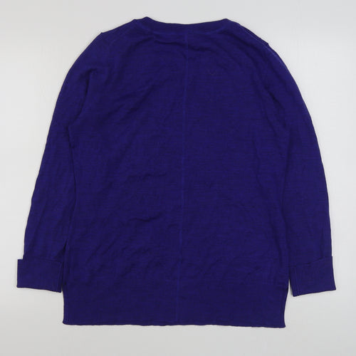 Tahari Womens Blue Scoop Neck  Wool Pullover Jumper Size XL