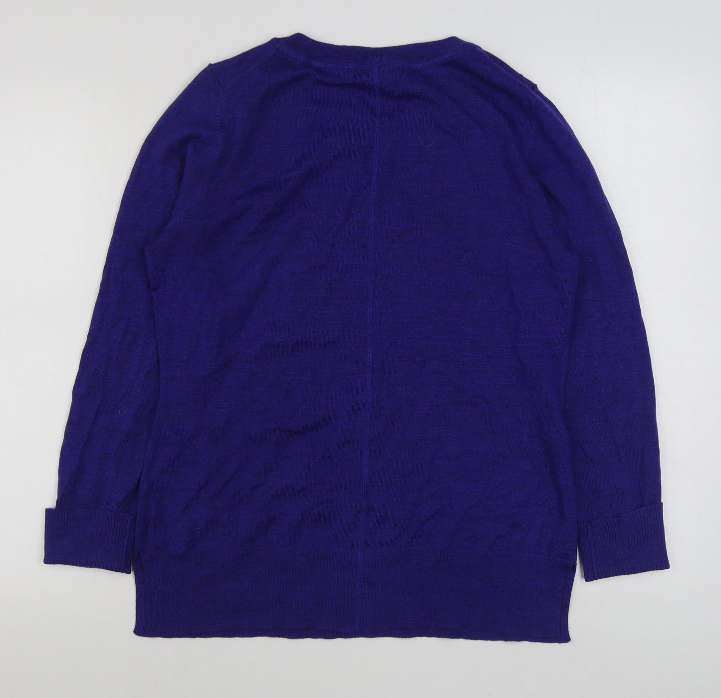 Tahari Womens Blue Scoop Neck  Wool Pullover Jumper Size XL