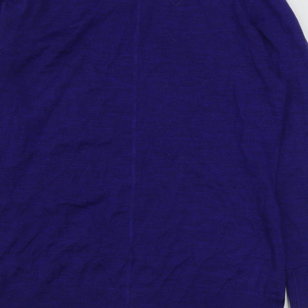 Tahari Womens Blue Scoop Neck  Wool Pullover Jumper Size XL