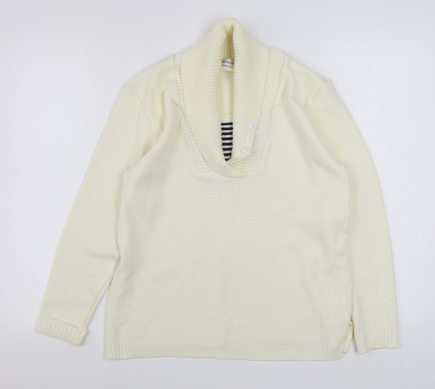 Impressions Mens White Collared  Acrylic Pullover Jumper Size M