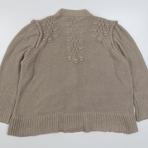 Marks and Spencer Womens Beige V-Neck  Acrylic Cardigan Jumper Size 22