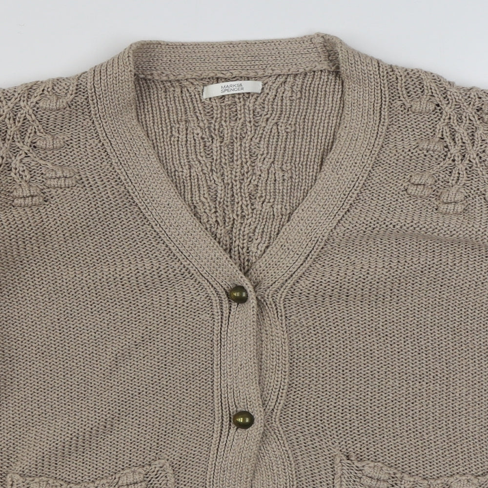 Marks and Spencer Womens Beige V-Neck  Acrylic Cardigan Jumper Size 22