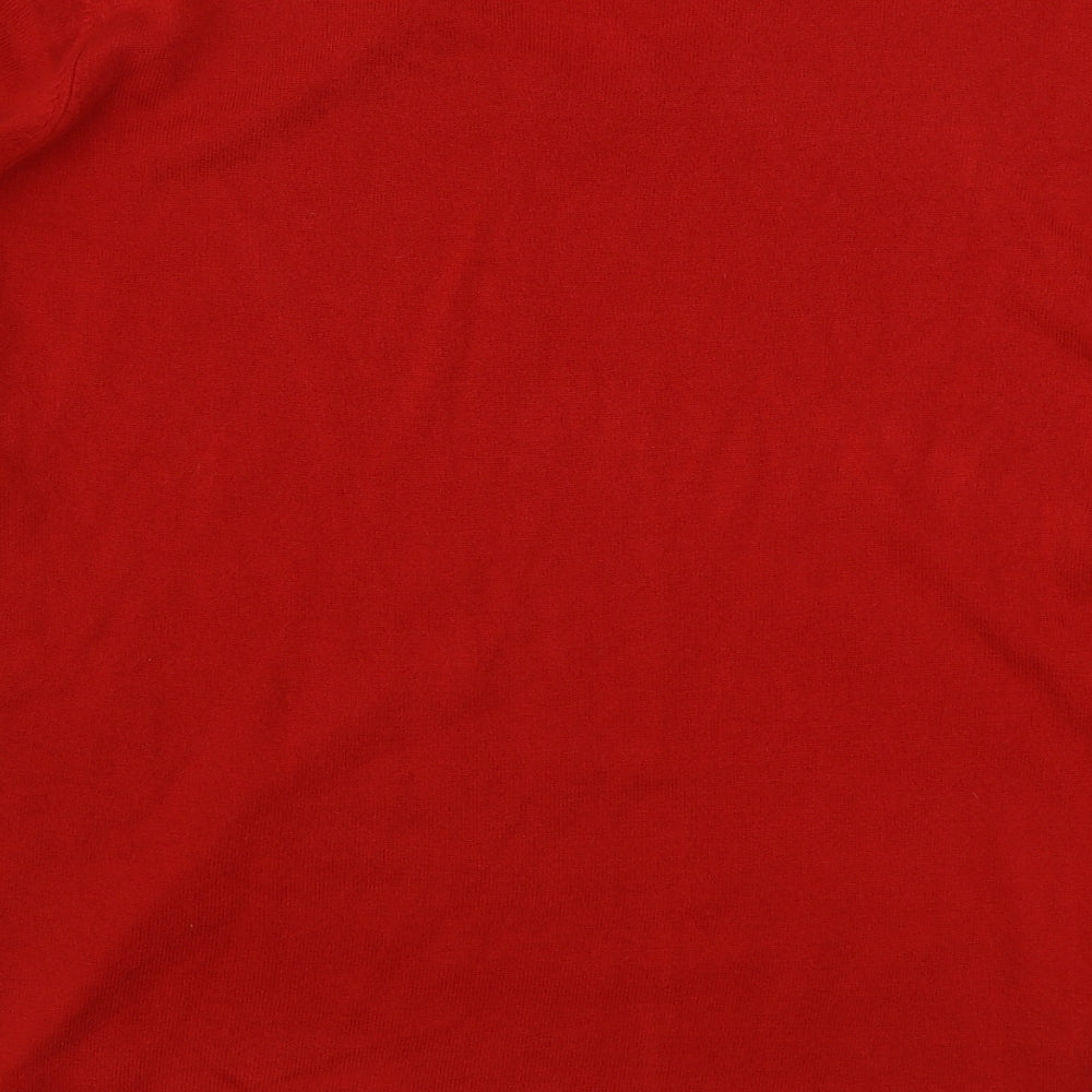 Primark Womens Red V-Neck  Acrylic Pullover Jumper Size XL