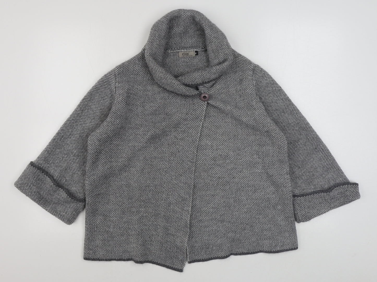 Yida Womens Grey Collared  Acrylic Cardigan Jumper Size M