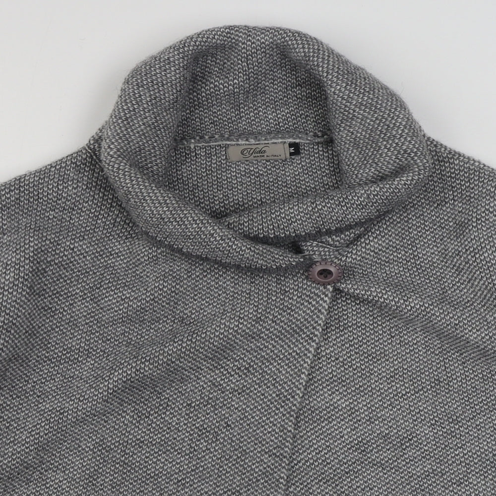 Yida Womens Grey Collared  Acrylic Cardigan Jumper Size M