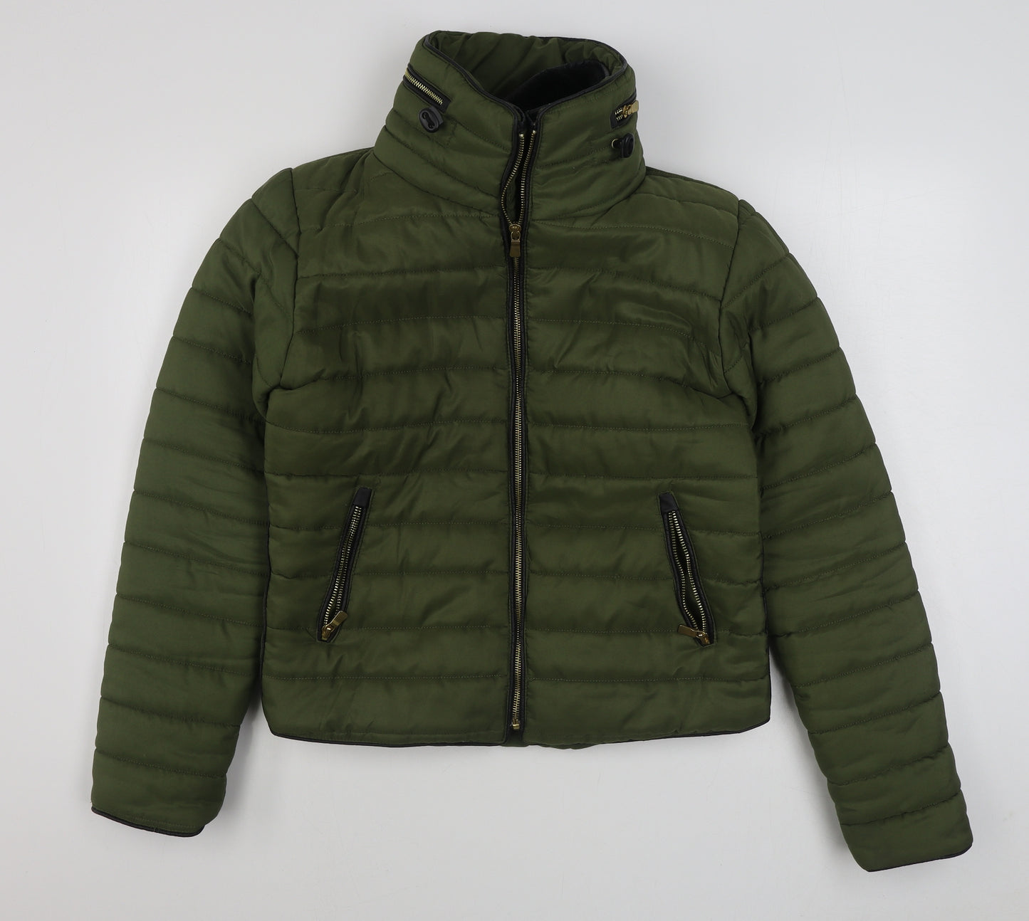 Preworn Womens Green   Puffer Jacket Coat Size M  Zip