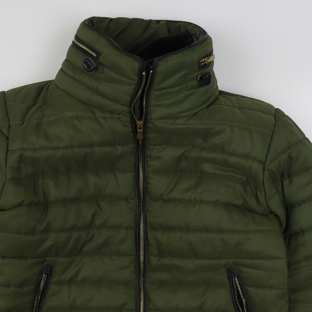 Preworn Womens Green   Puffer Jacket Coat Size M  Zip
