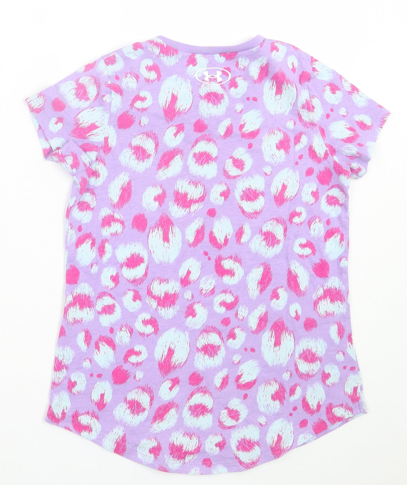 Under armour Girls Purple Animal Print Polyester Basic T-Shirt Size 6-7 Years Crew Neck Pullover