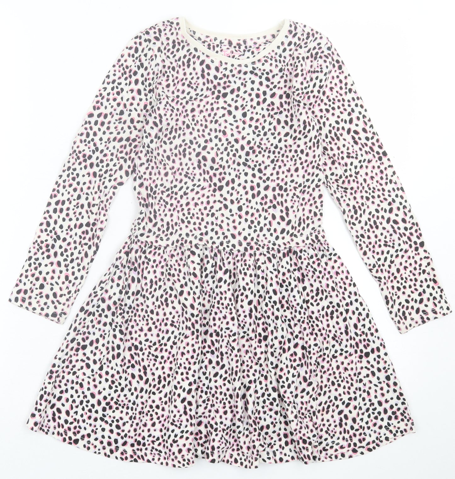 TU Girls Multicoloured Animal Print Cotton Fit & Flare  Size 8 Years  Crew Neck Pullover
