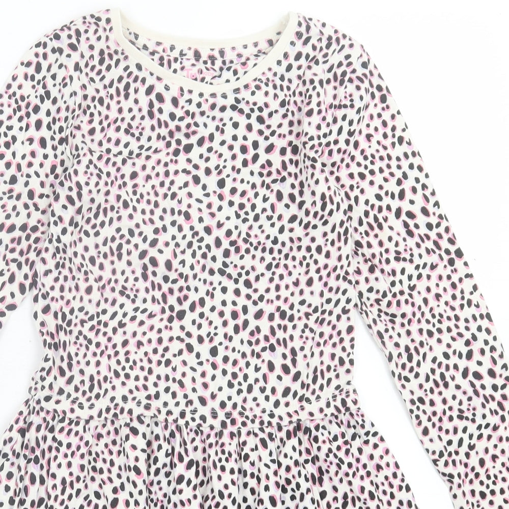 TU Girls Multicoloured Animal Print Cotton Fit & Flare  Size 8 Years  Crew Neck Pullover