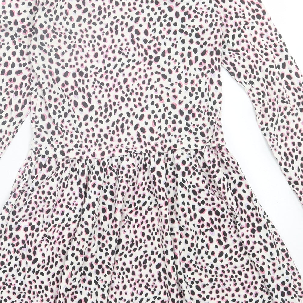 TU Girls Multicoloured Animal Print Cotton Fit & Flare  Size 8 Years  Crew Neck Pullover