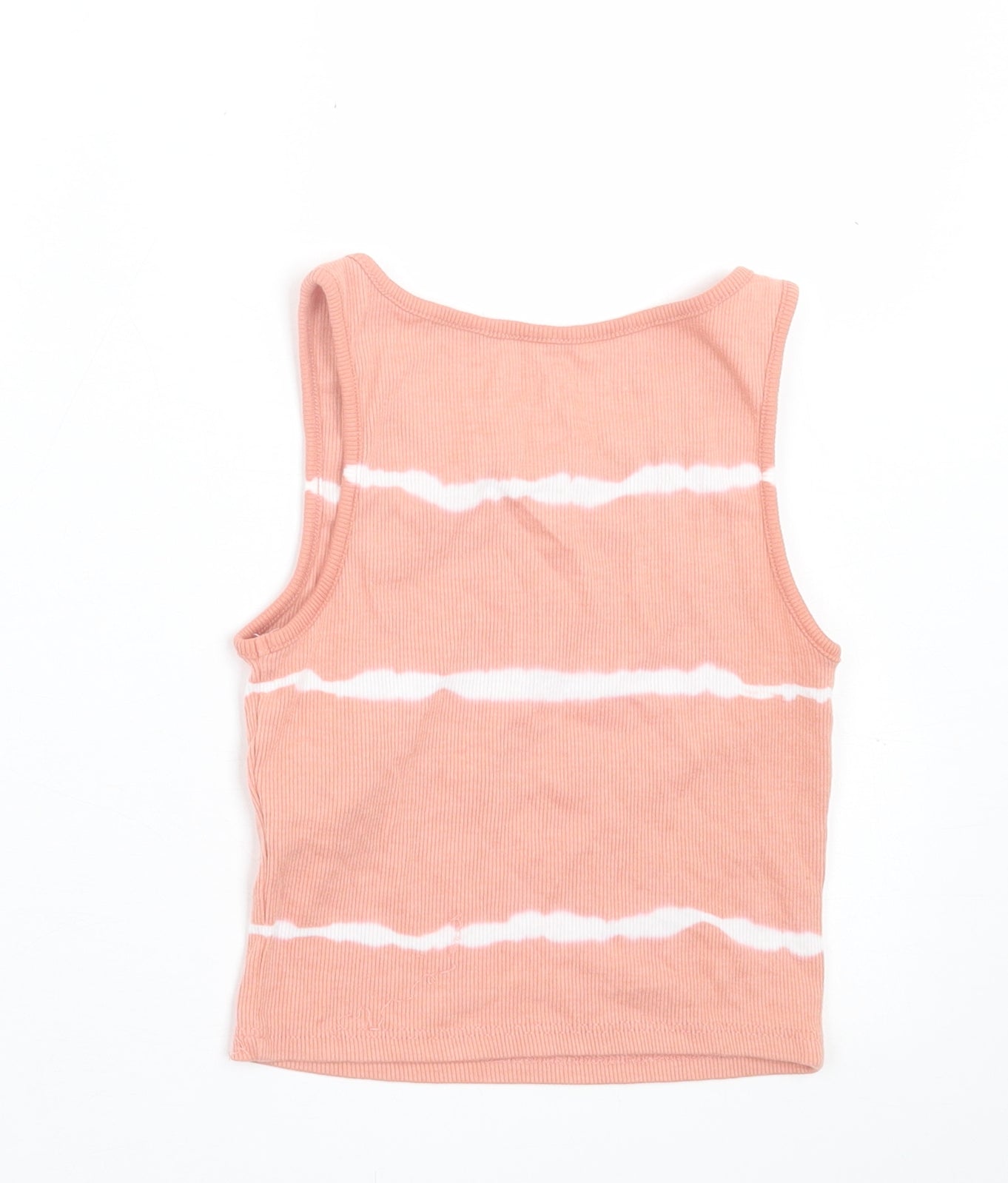Primark Girls Pink Striped Cotton Basic Tank Size 7-8 Years Crew Neck Pullover