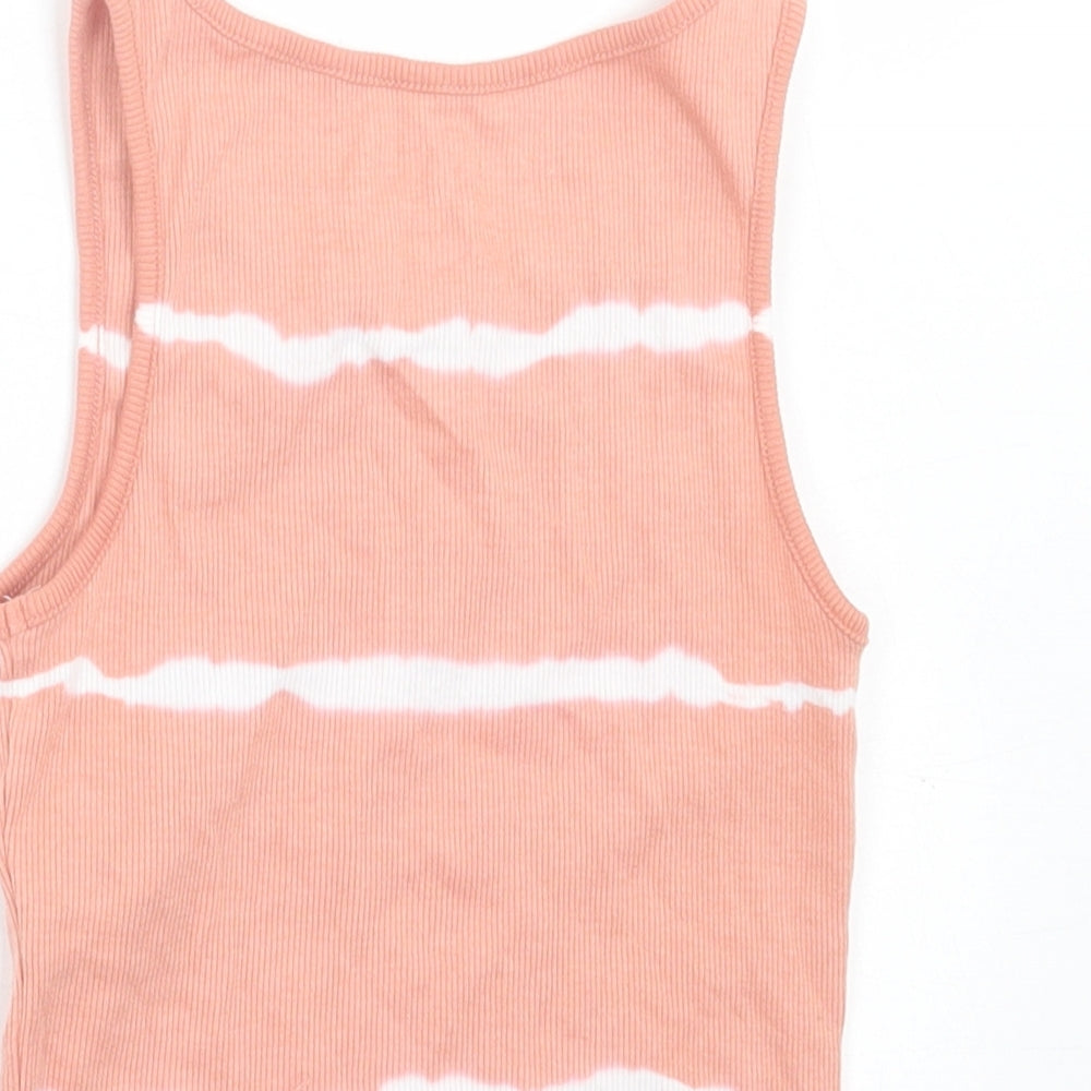 Primark Girls Pink Striped Cotton Basic Tank Size 7-8 Years Crew Neck Pullover