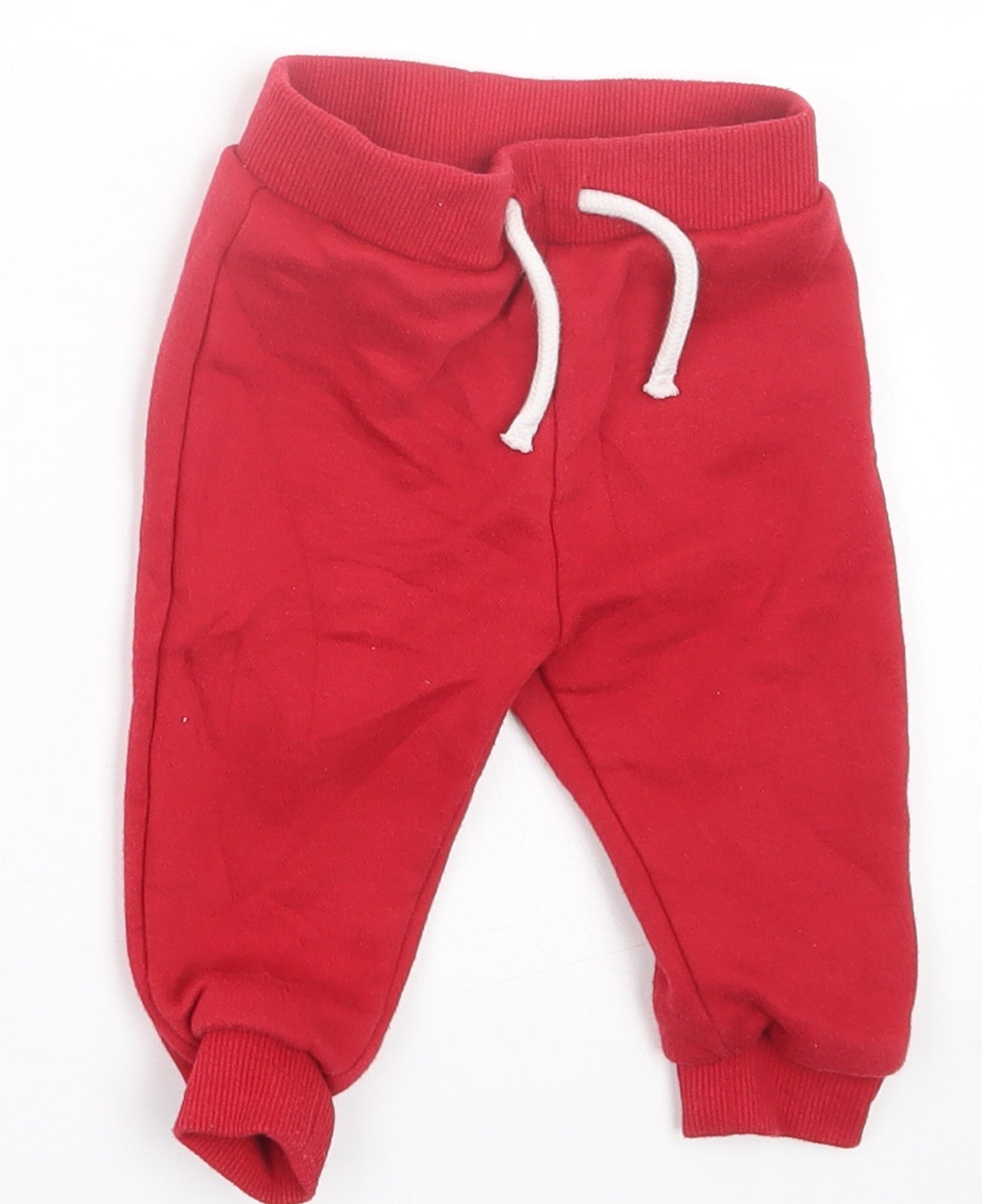 Primark Boys Red  Cotton Jogger Trousers Size 6-9 Months  Tie