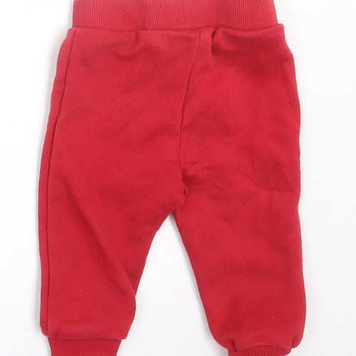 Primark Boys Red  Cotton Jogger Trousers Size 6-9 Months  Tie
